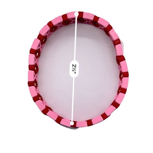 Cooltme Enamel Geometric Pink & Red Stretch Bracelet for Women - Picture 2 of 9